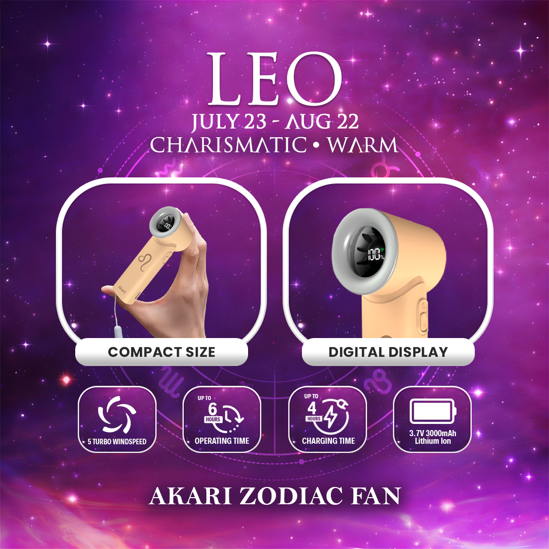 Akari Rechargeable Pocket Rocket Zodiac Fan (NEW ARRIVAL) Leo (ARF-PR5) - Image 2