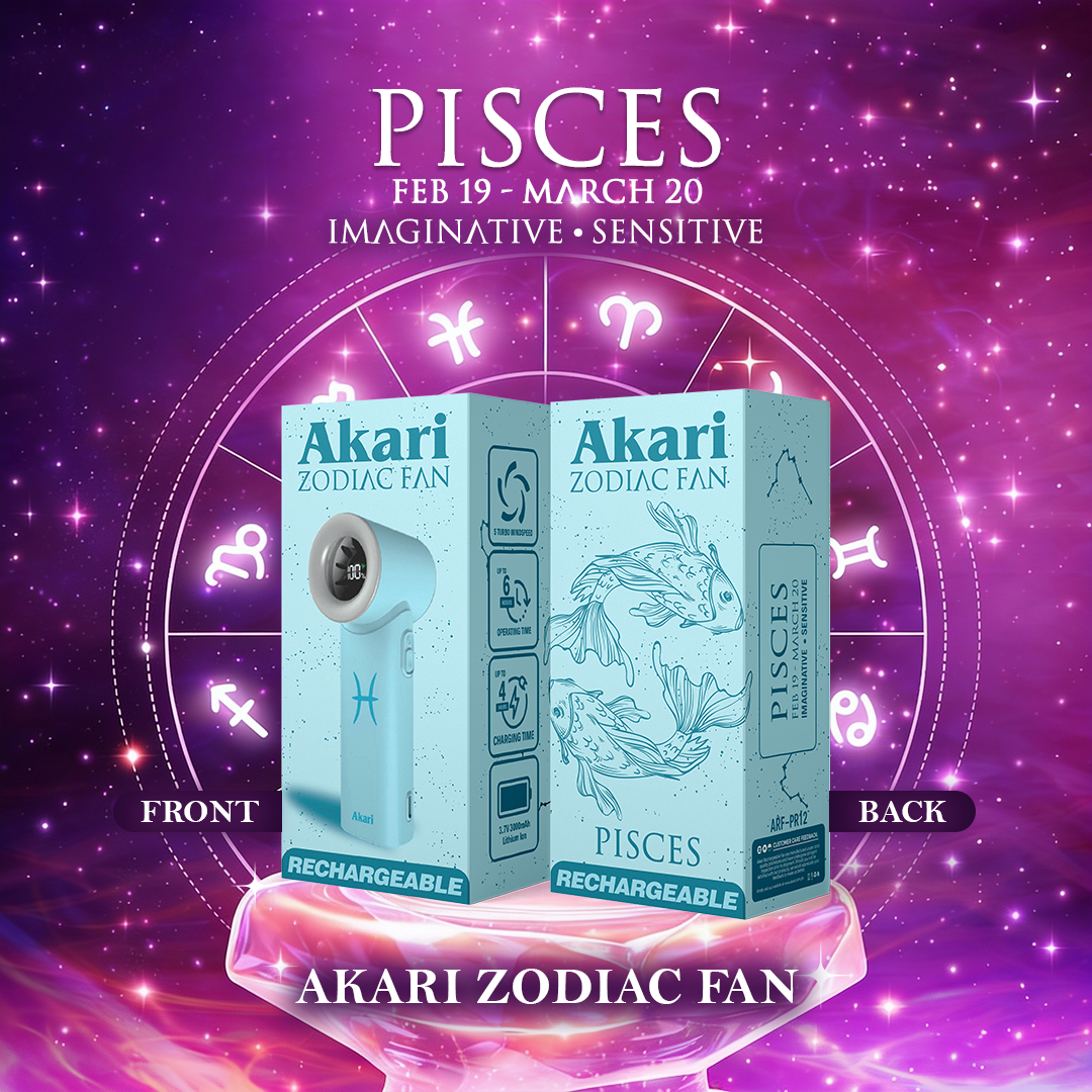 Akari Rechargeable Pocket Rocket Zodiac Fan (NEW ARRIVAL) Pisces (ARF-PR12) - Image 3