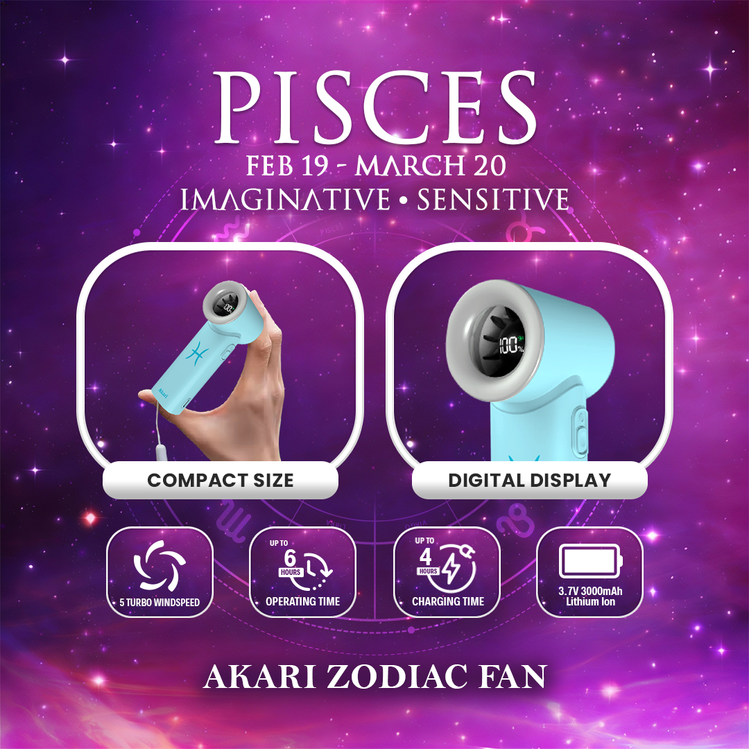 Akari Rechargeable Pocket Rocket Zodiac Fan (NEW ARRIVAL) Pisces (ARF-PR12) - Image 2