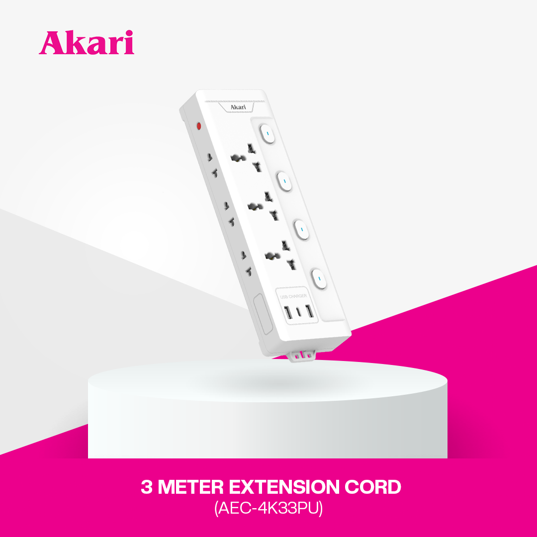 Akari Extension Cord 3 Metes (AEC-4K33PU)